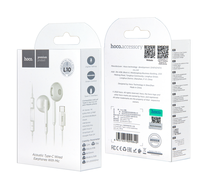 Наушники L10 Type-C Acoustic Hoco Наушники L10 Type-C Acoustic Hoco