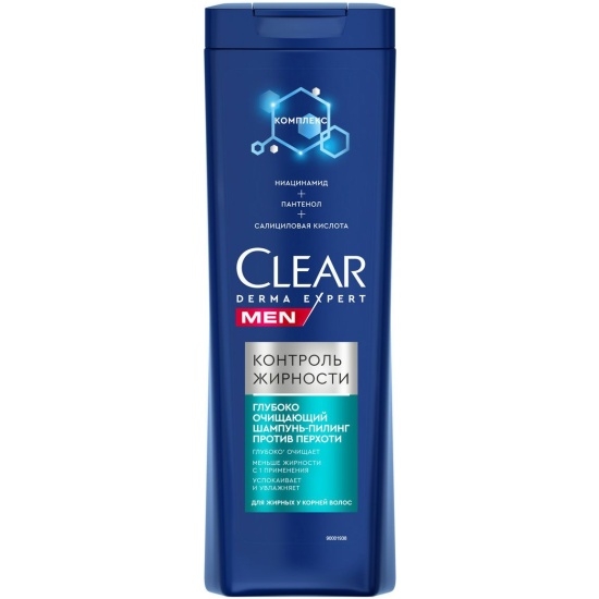 Шампунь мужской  Шампунь мужской "CLEAR MEN"  derma expert  контроль жирности, глубоко очищающий шампунь-пилинг против перхоти