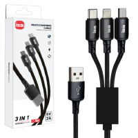 Кабель USB 3 в 1 Lightning + Micro USB + Type-C 1m 5V