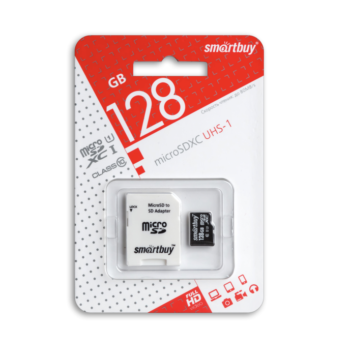 Micro SD 128GB Smart Buy class 10 с адаптером SD Micro SD 128GB Smart Buy class 10 с адаптером SD