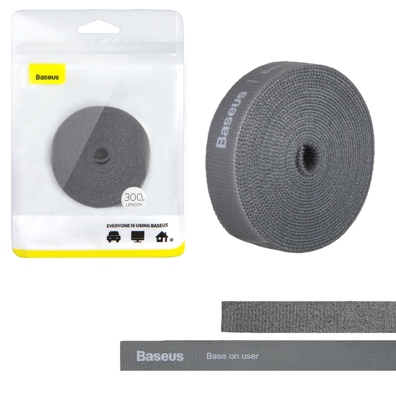 Стяжка для проводов на липучке Baseus Rainbow Circle Velcro Straps 3m gray ACMGT-F0G Стяжка для проводов на липучке Baseus Rainbow Circle Velcro Straps 3m gray ACMGT-F0G