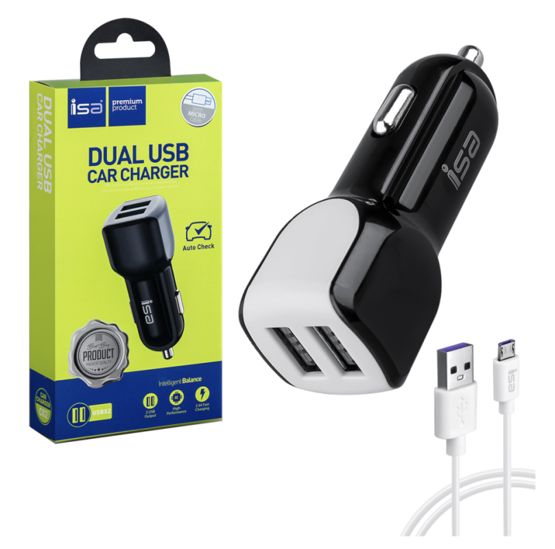 АЗУ C02 USB на Micro USB + 2 USB 2A ISA черное АЗУ C02 USB на Micro USB + 2 USB 2A ISA черное