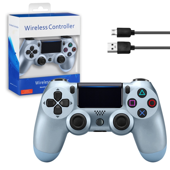 Джойстик беспроводной для PS4 (no logo) Стальной синий Джойстик беспроводной для PS4 (no logo) Стальной синий