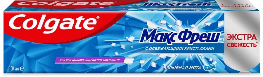 Зубная паста COLGATE Макс Фреш Взрывная мята с освежающими кристаллами для свежего дыхания и защиты от кариеса Зубная паста COLGATE Макс Фреш Взрывная мята с освежающими кристаллами для свежего дыхания и защиты от кариеса