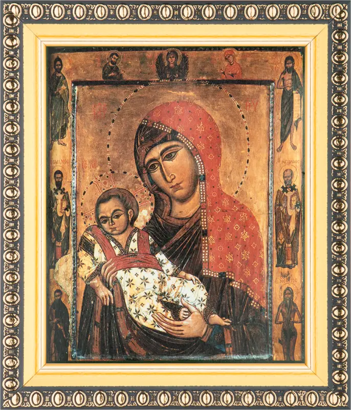 Икона БМ "Киккская" (стар. образ) 10х12 в раме 13х15