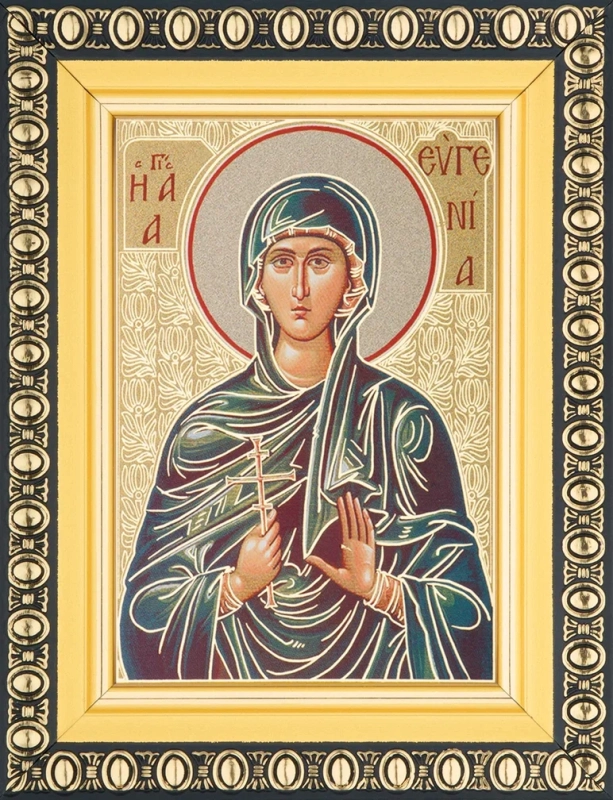 Икона "Евгения Римская" 6х9 в раме 8х11