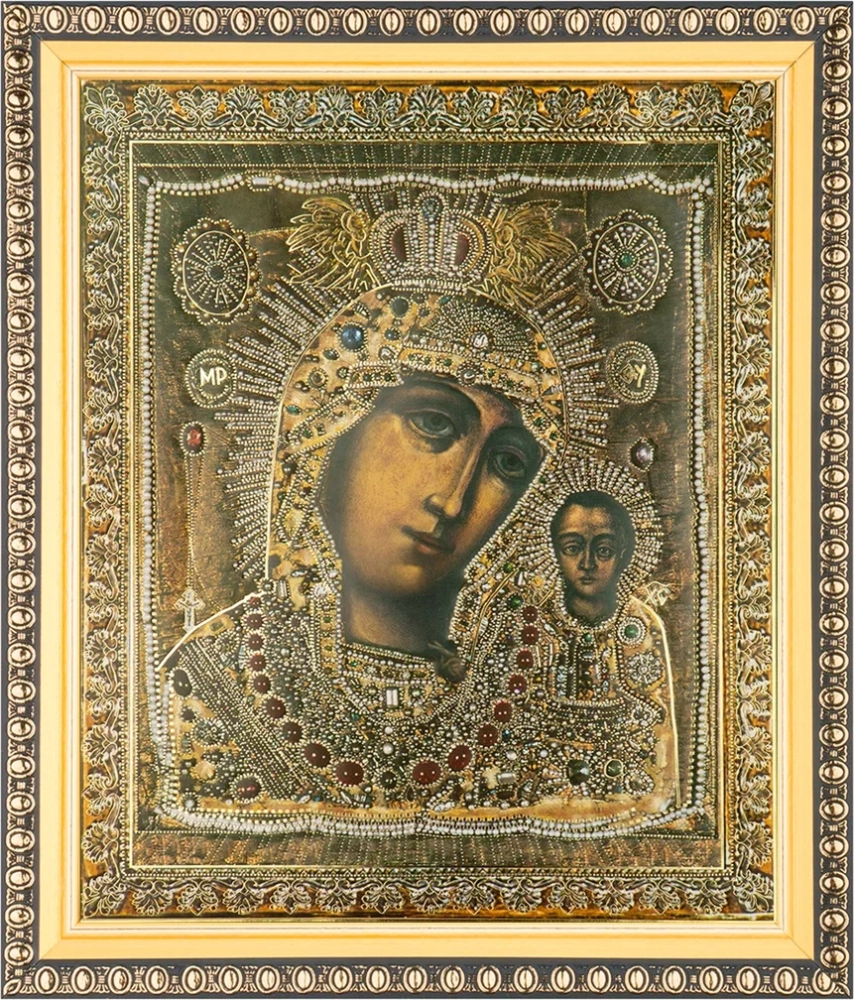 Икона БМ "Казанская" в ризе 15х18 в раме 18х21