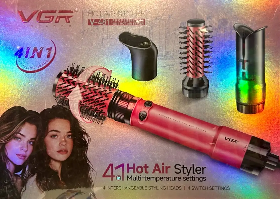 Расческа Щетка Фен Стайлер 4в1 VGR V-481 Розовая