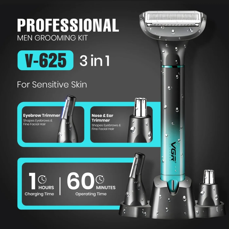 Триммер для стрижки волос Набор 3в1 VGR V-625