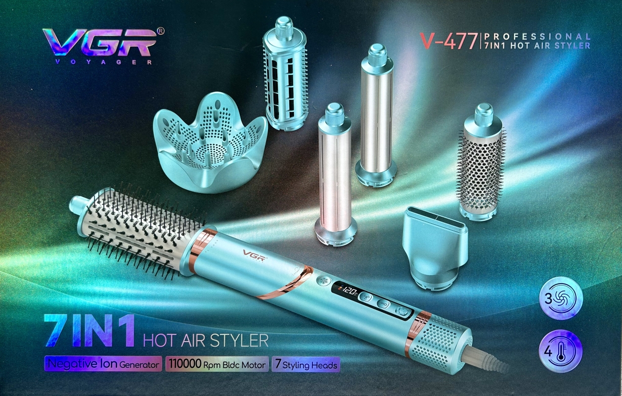 Премиальный набор для укладки волос 7в1 VGR V-477 Бирюзовый Премиальный набор для укладки волос 7в1 VGR V-477 Бирюзовый