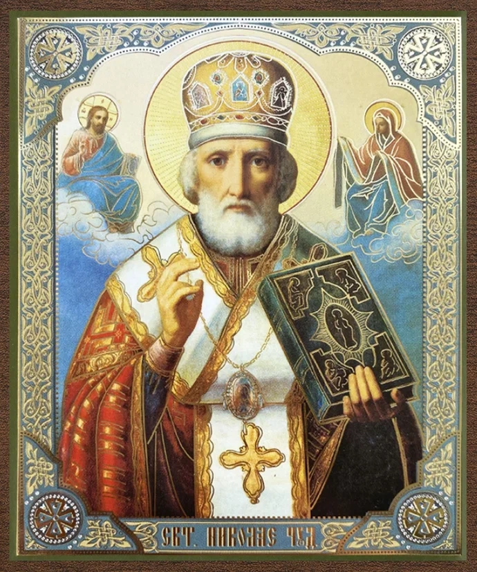 Икона "Николай Чудотворец" в митре, вид 2, 10х12 на МДФ-6