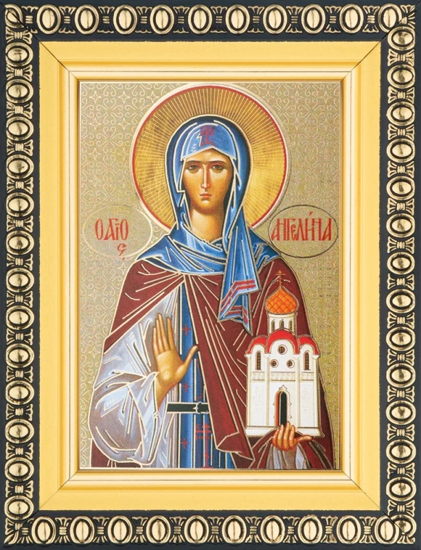 Икона "Ангелина Сербская" 6х9 в раме 8х11