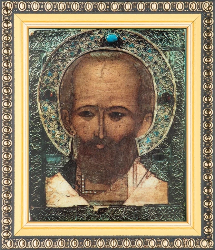 Икона "Николай Чудотворец" (оплеч., стар. образ) 10х12 в раме 13х15