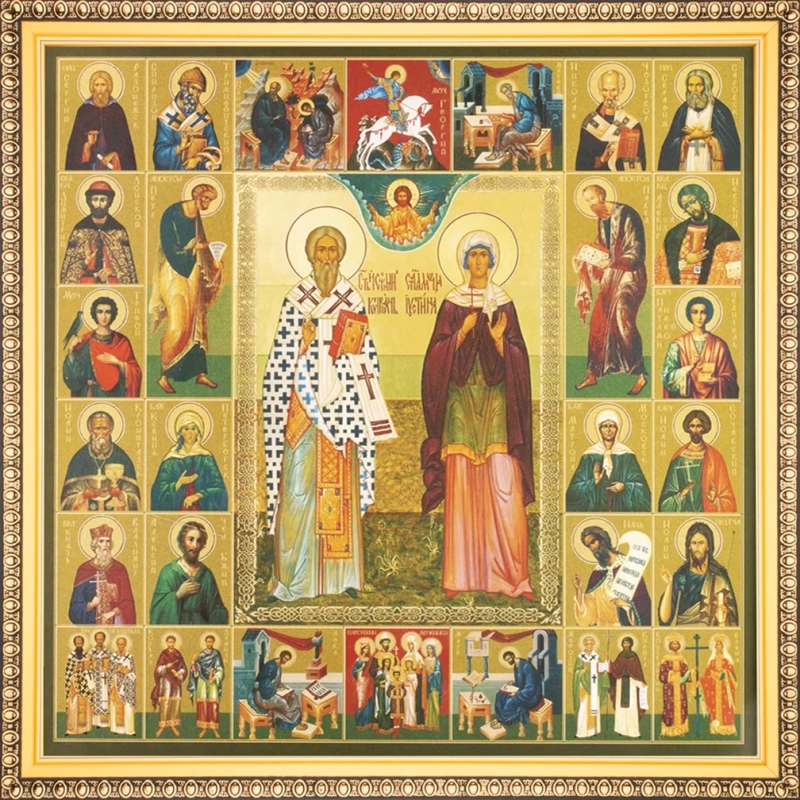 Икона "Киприан и Иустина", рама 28х28, в коробке