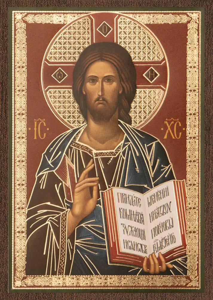 Икона "Господь Вседержитель", 6х9 на МДФ-6