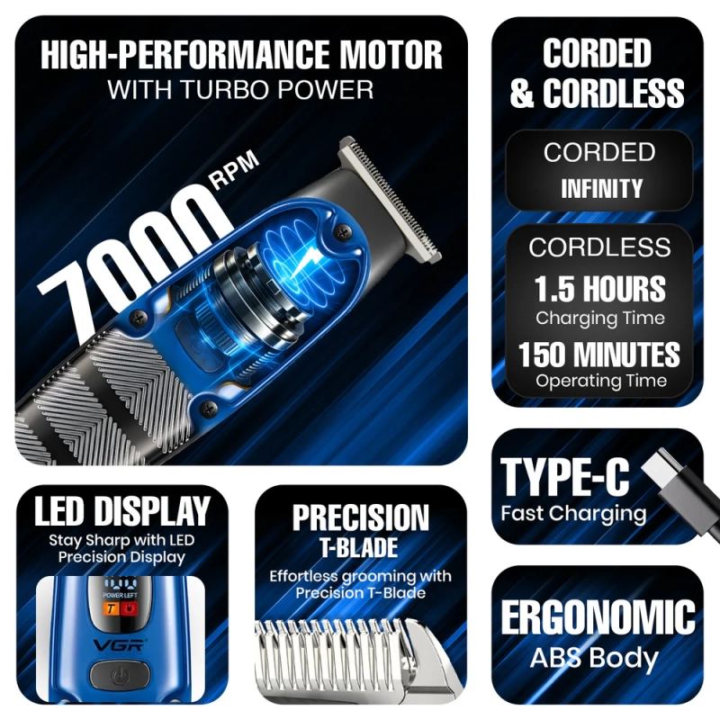 Триммер для стрижки волос VGR V-981 Синий Триммер для стрижки волос VGR V-981 Синий