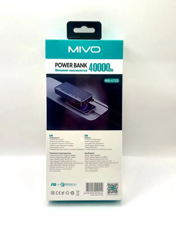 Внешний аккумулятор MIVO MB-412Q 40000мАч