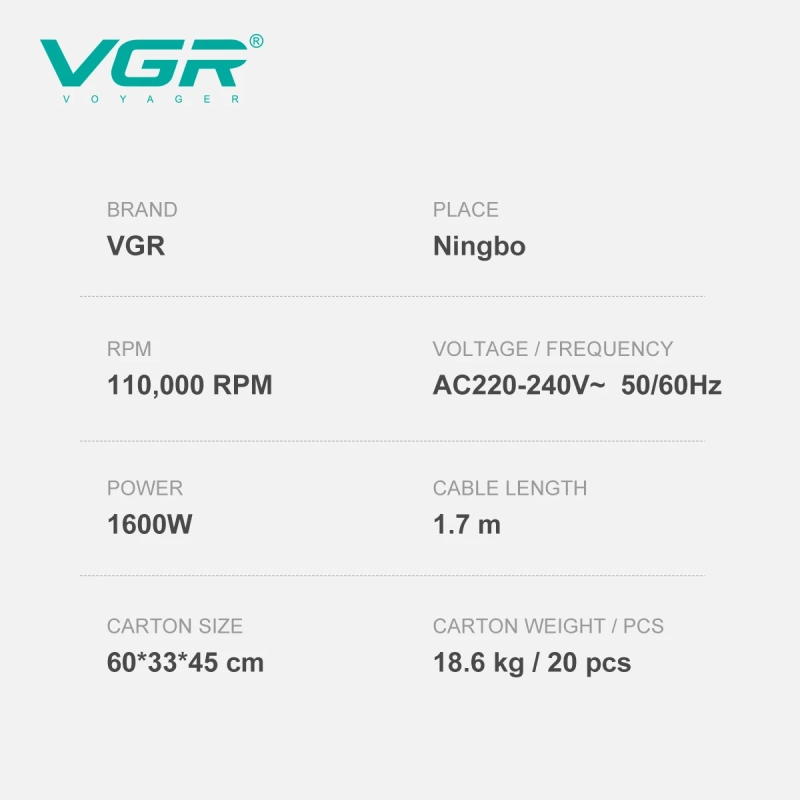 Фен VGR V-445 Синий