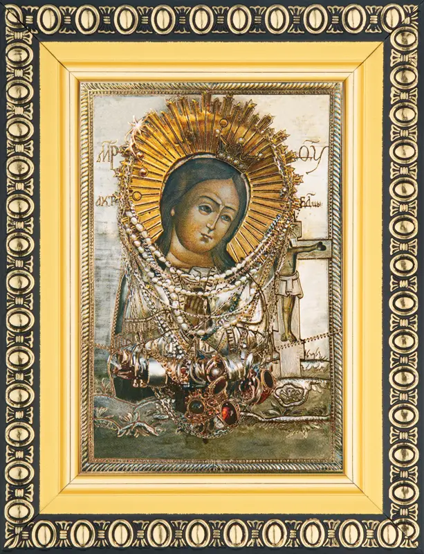 Икона БМ "Ахтырская" 6х9 в раме 8х11