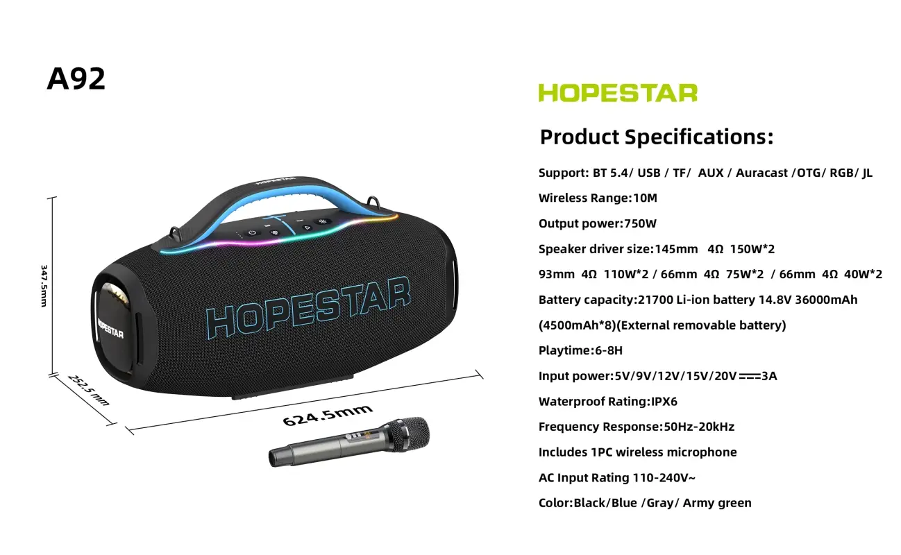 Колонка портативная HOPESTAR A92