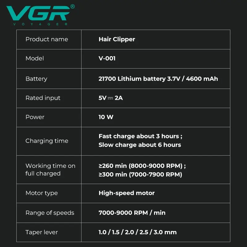 Машинка для стрижки волос VGR V-001 Черная Машинка для стрижки волос VGR V-001 Черная