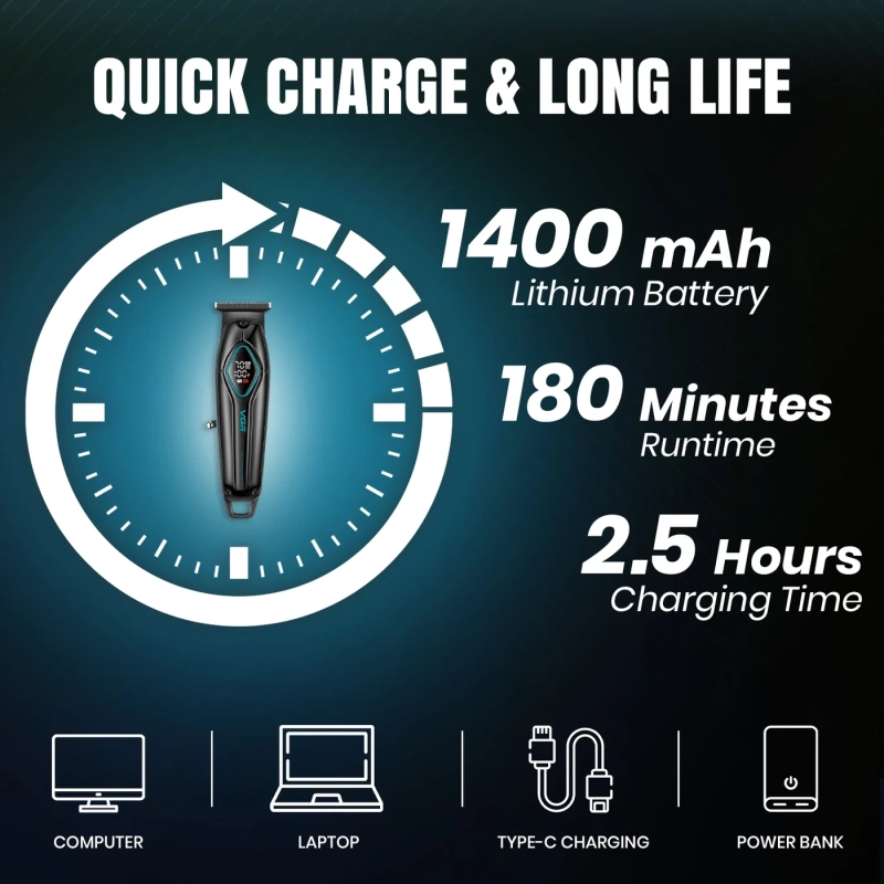 Триммер для стрижки волос VGR V-945 Черный