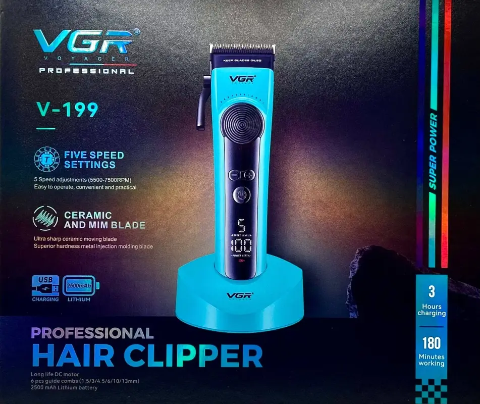 Машинка для стрижки волос VGR V-199 Бирюзовая