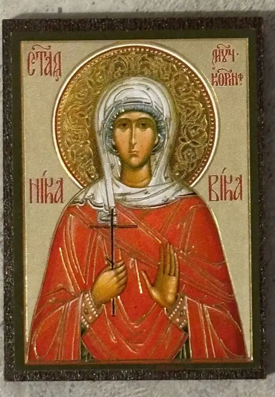 Икона "Ника (Виктория) Коринфская" 4х6 на МДФ-6