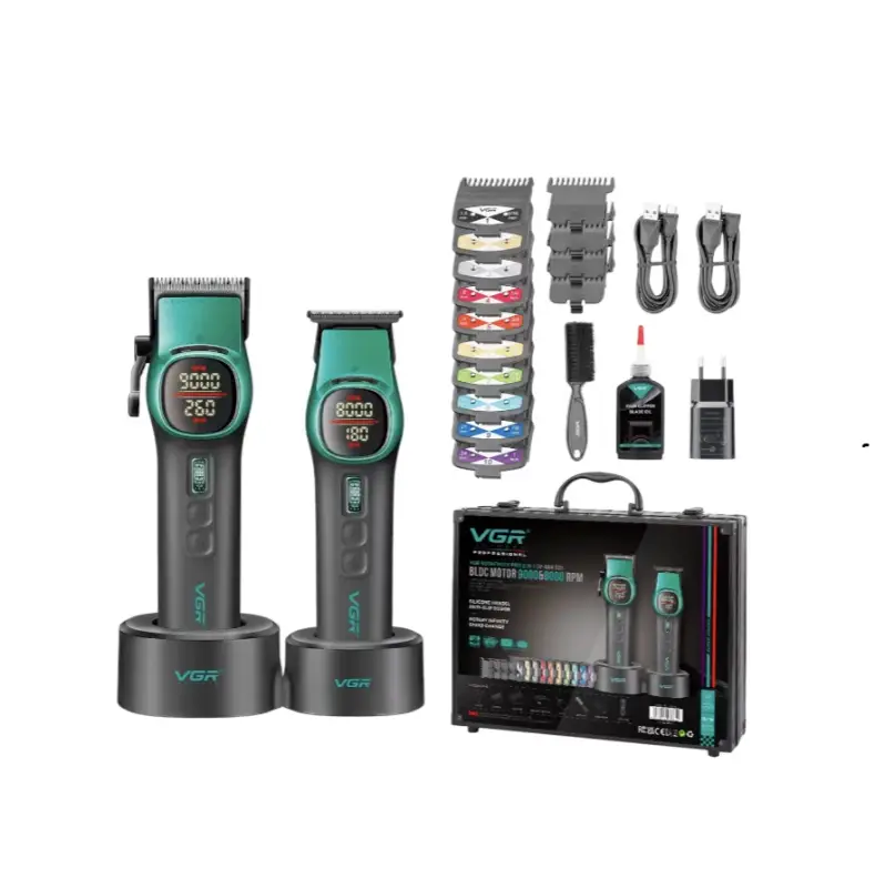 Набор для стрижки волос В кейсе 2в1 VGR V-885 S2 Зеленый Набор для стрижки волос В кейсе 2в1 VGR V-885 S2 Зеленый