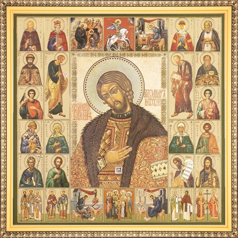 Икона "Александр Невский", рама 28х28, в коробке