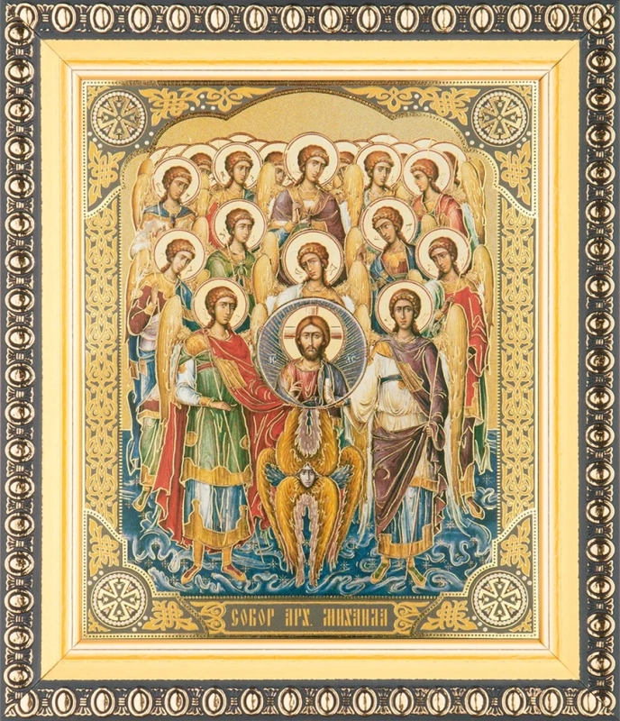 Икона "Собор Архангела Михаила" 10х12 в раме 13х15