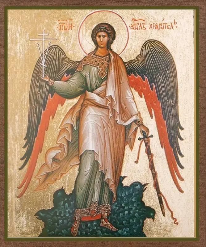 Икона "Ангел Хранитель" (ростовой) 15х18 на МДФ-6