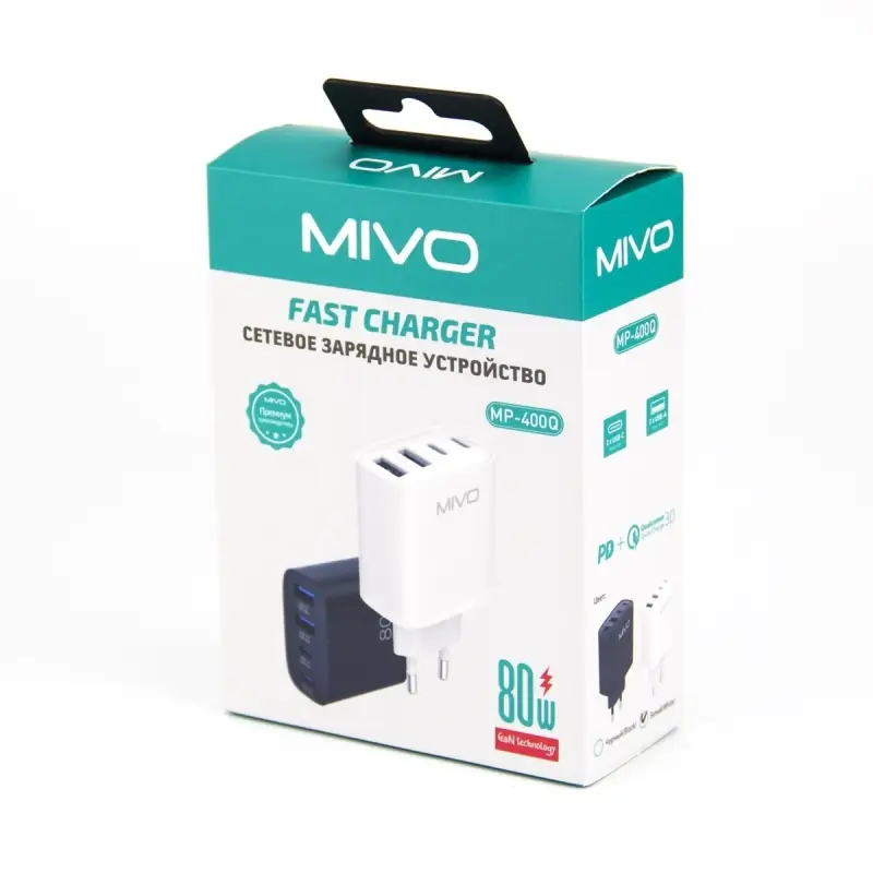 Сетевое зарядное устройство 80w MIVO MP-400Q 80w Сетевое зарядное устройство 80w MIVO MP-400Q 80w