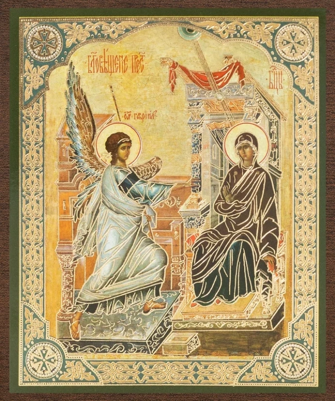 Икона "Благовещение Пресвятой Богородицы", вид 2, 10х12 на МДФ-6