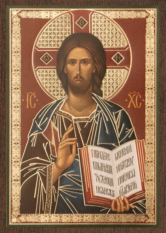 Икона "Господь Вседержитель", 6х9 на МДФ-6