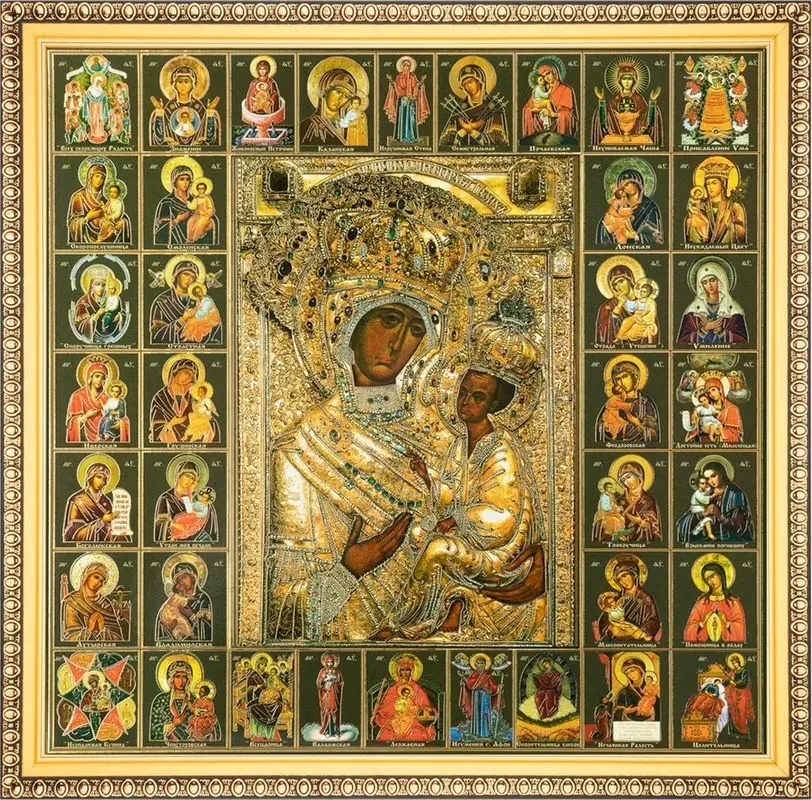 Икона БМ "Тихвинская", рама 28х28, в коробке