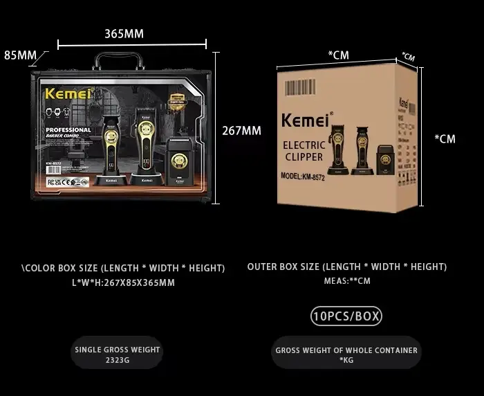 Набор для стрижки волос 3в1 В кейсе KEMEI KM-8572