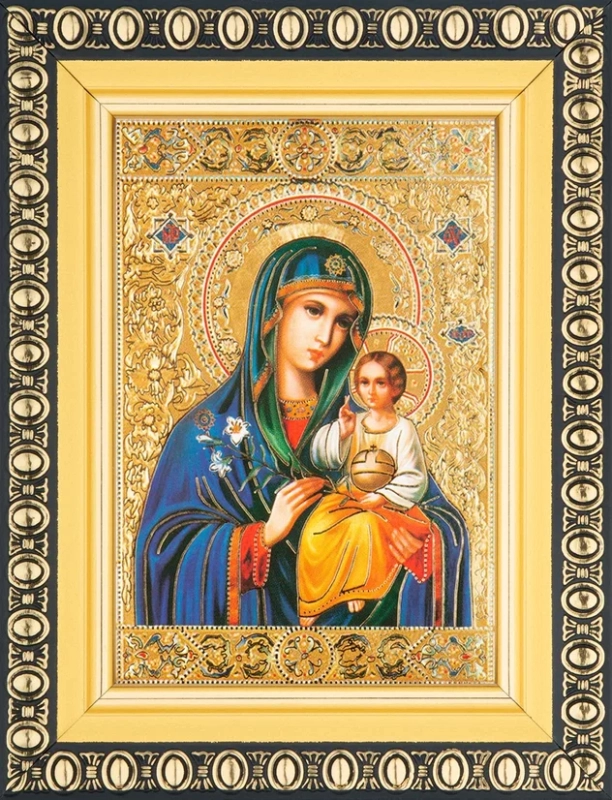 Икона БМ "Неувядаемый цвет" 6х9 в раме 8х11