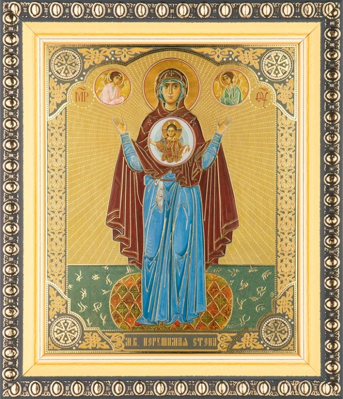 Икона БМ "Нерушимая Стена" 10х12 в раме 13х15