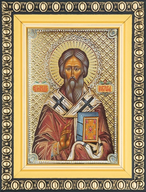 Икона "Геннадий Новгородский" 6х9 в раме 8х11