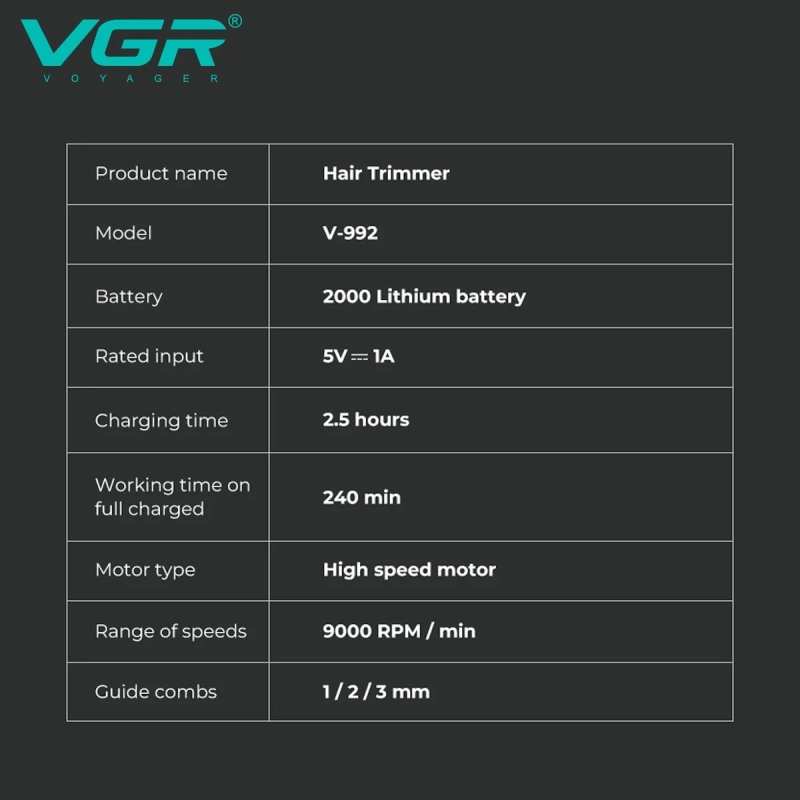 Триммер для стрижки волос VGR V-992 Золотой