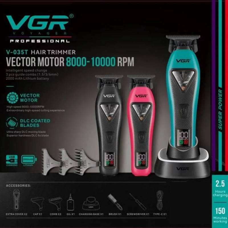 Триммер для стрижки волос Со сменными корпусами В кейсе VGR V-035T