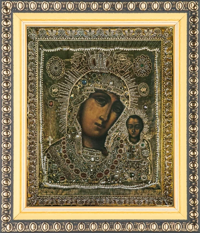 Икона БМ "Казанская в ризе" 10х12 в раме 13х15