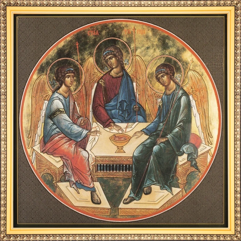 Икона "Святая Троица (Рублев)", рама 28х28, в коробке