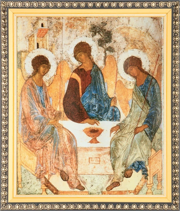Икона "Святая Троица" (стар. образ) 15х18 в раме 18х21
