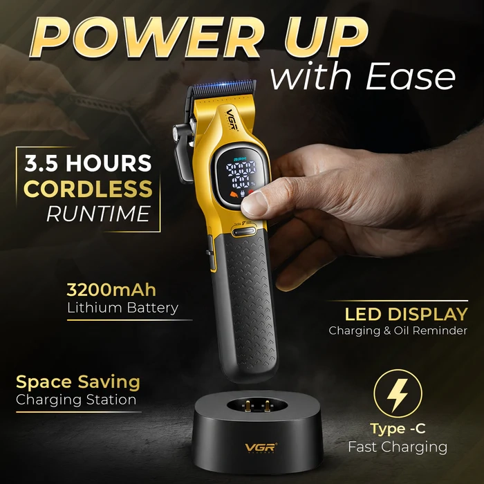 Машинка для стрижки волос VGR V-886C Золотая