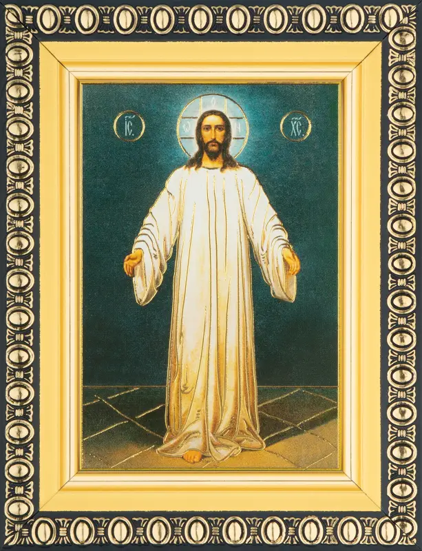 Икона "Спас в белом хитоне" 6х9 в раме 8х11