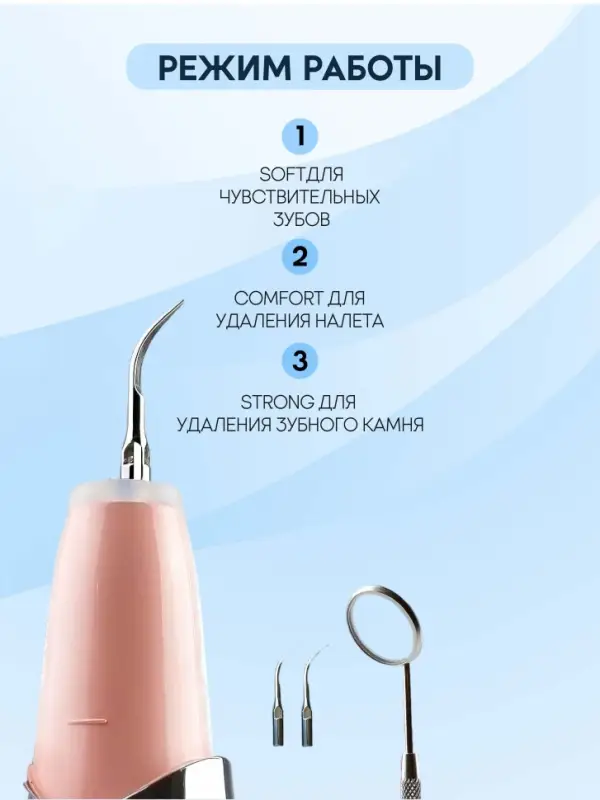 Ультразвуковой скалер для чистки зубов Tooth Cleaner Розовый