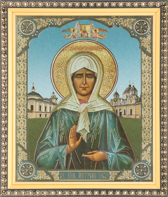 Икона "Матрона Московская", вид 3, 15х18 в раме 18х21