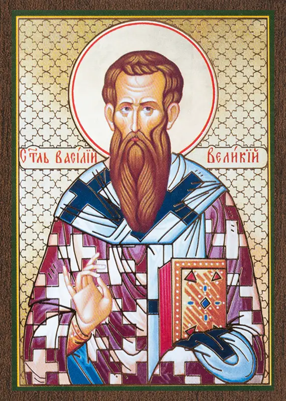 Икона "Василий Великий, святитель" 6х9 на МДФ-6